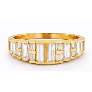 Created 1.60 Cts White Sapphire Ring 14k Yellow Gold Plated (.925)